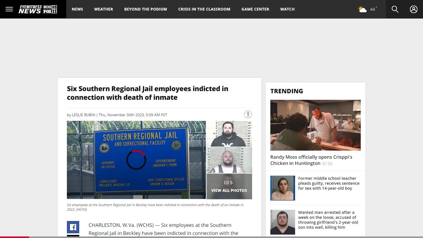 Six Southern Regional Jail employees indicted in connection with death ...